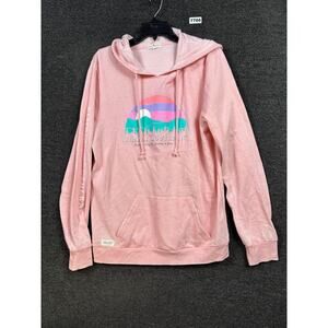 Simply Southern Hoodie Womens Large Pink Fleece Pullover Mountain Graphic Nature